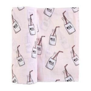 Mud Pie Boy/Girl Blue or Pink Milk Bottle Swaddle Blanket 47" x 47" NEW